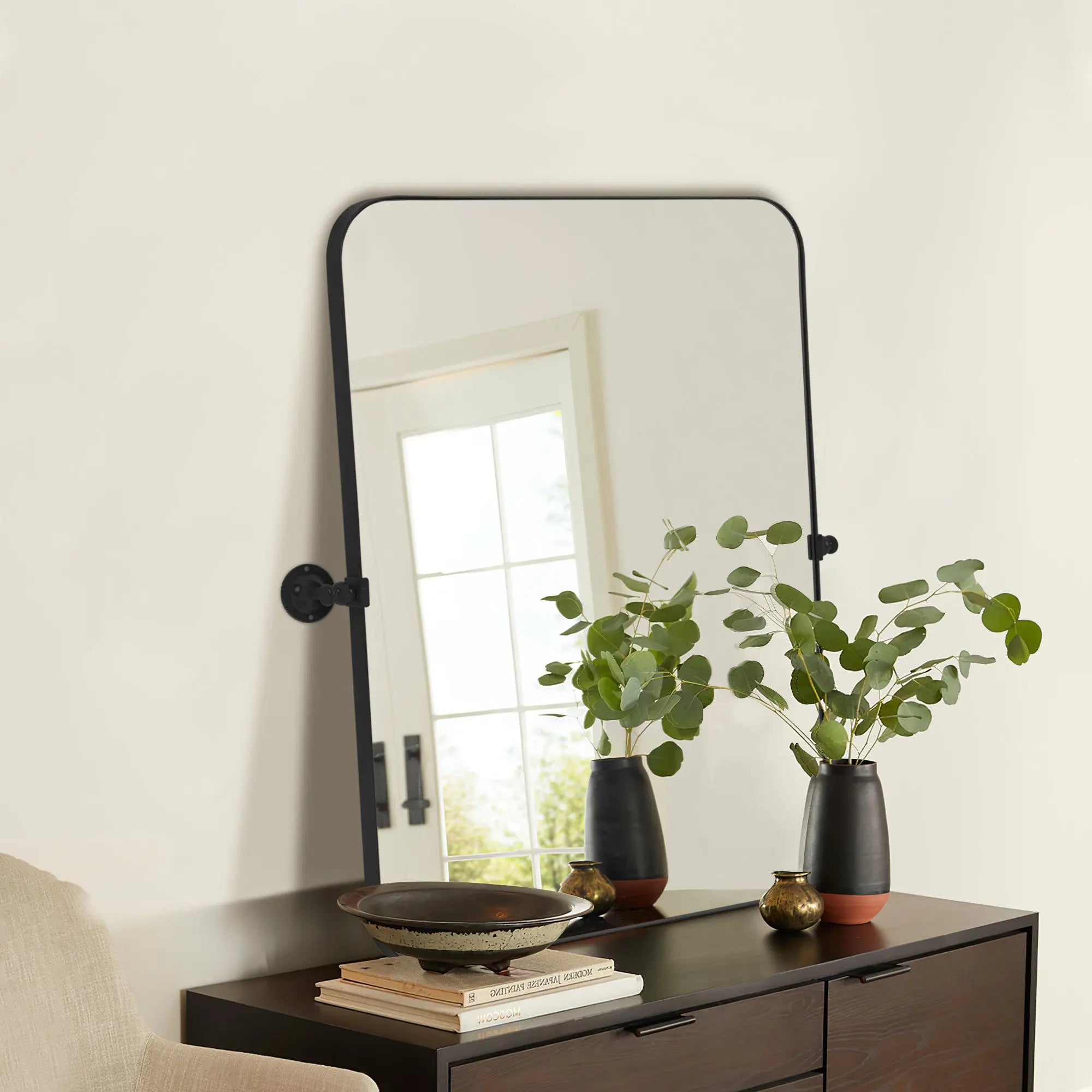 36" Black Metal Tilting Framed Accent Mirror Homeroots Bed & Bath