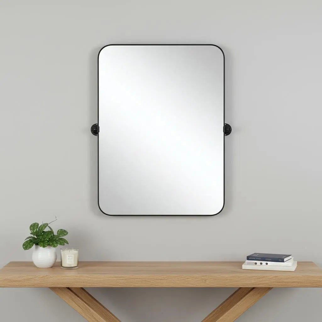 36" Black Metal Tilting Framed Accent Mirror Homeroots Bed & Bath