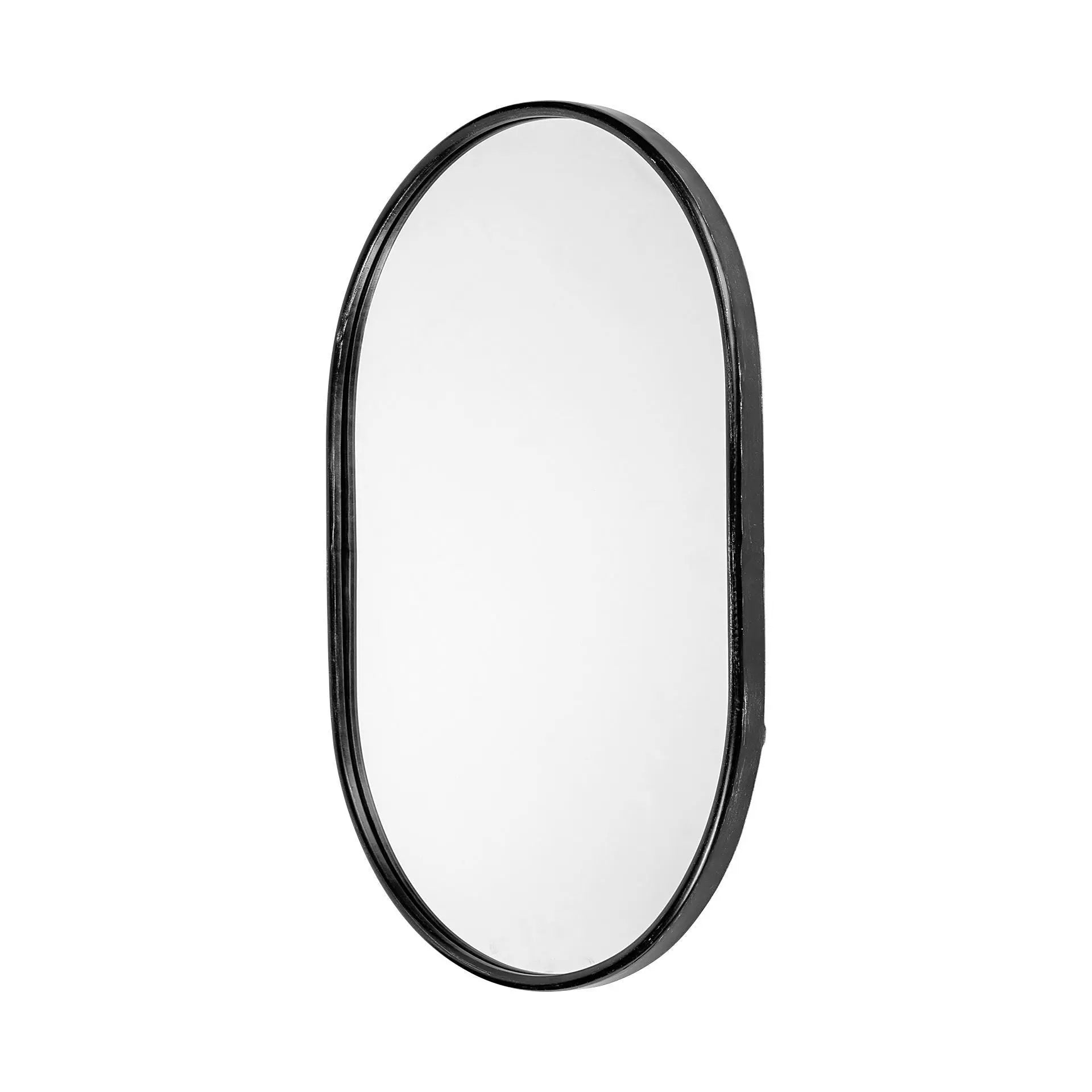 36" Black Oval Metal Framed Accent Mirror Homeroots Bed & Bath