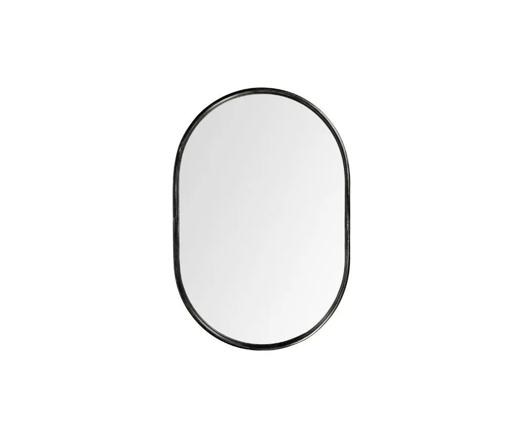 36" Black Oval Metal Framed Accent Mirror Homeroots Bed & Bath