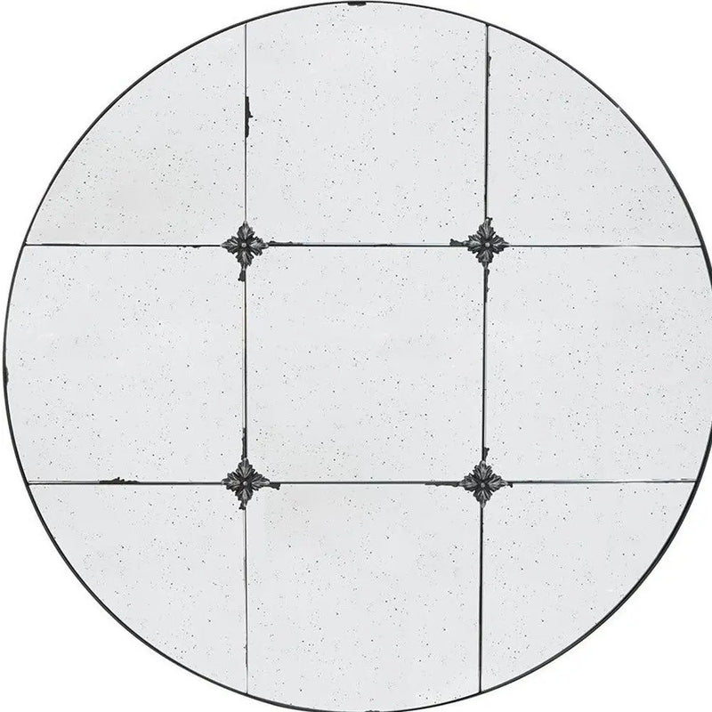 36" Black Round Iron Framed Antiqued Glass Accent Mirror Homeroots Bed & Bath