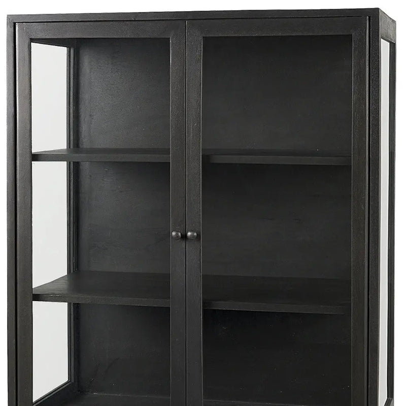 36" Black Solid Wood and Metal Display Cabinet With Two Doors Homeroots Kitchen & Dining