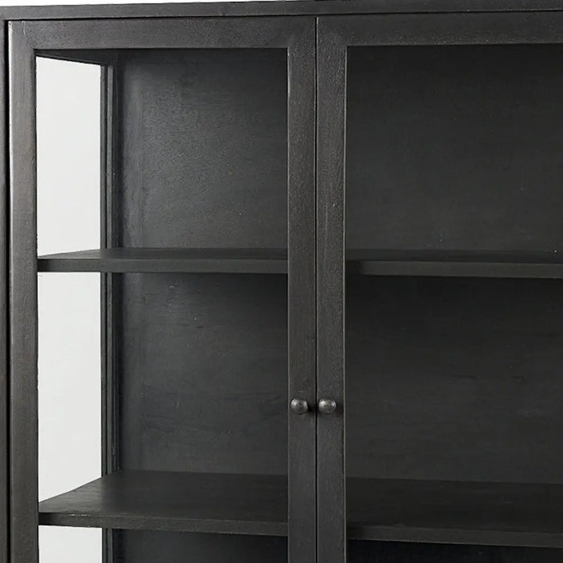 36" Black Solid Wood and Metal Display Cabinet With Two Doors Homeroots Kitchen & Dining