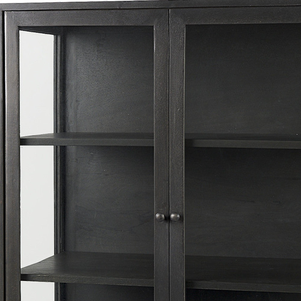 36" Black Solid Wood and Metal Display Cabinet With Two Doors Homeroots Kitchen & Dining