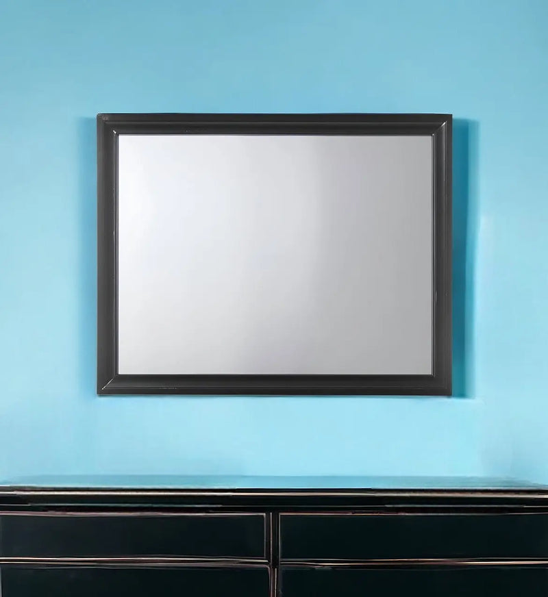 36" Black Wood Framed Mounted Dresser Mirror Homeroots Bed & Bath