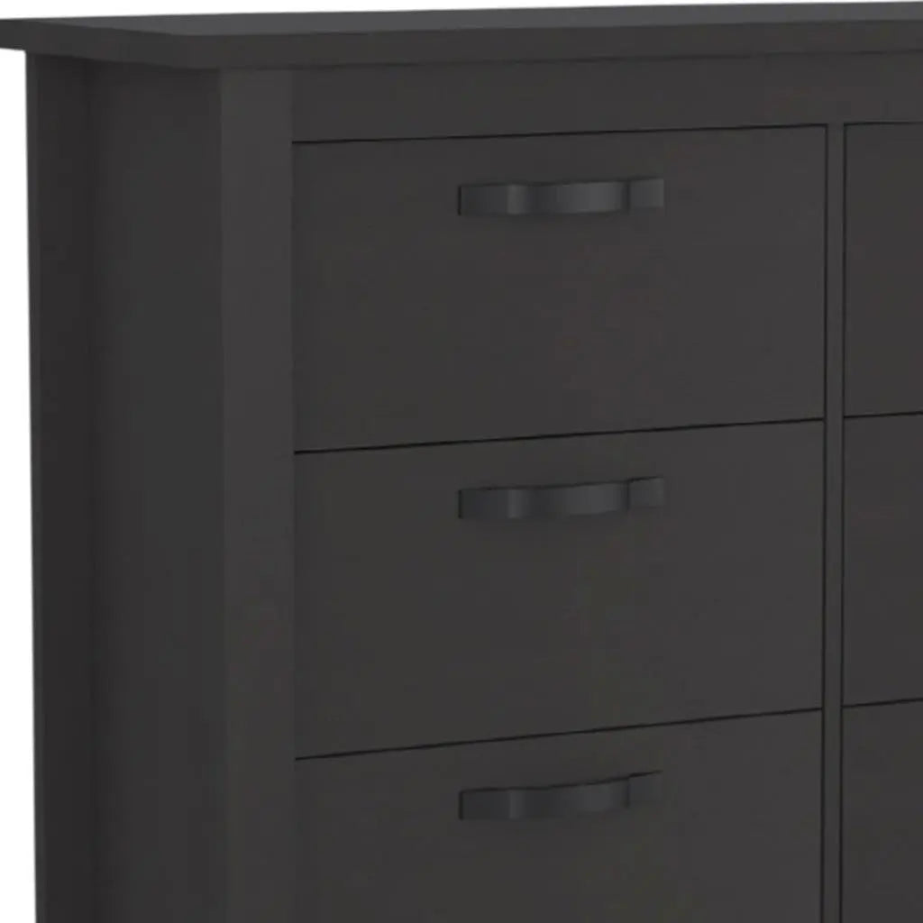 36" Black Wood Six Drawer Double Dresser Homeroots Bed & Bath
