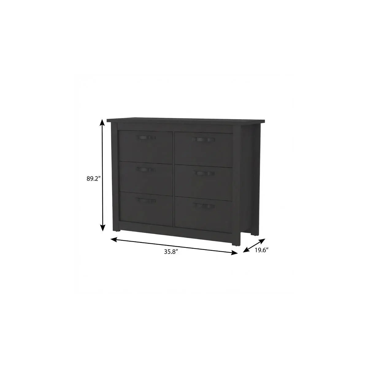 36" Black Wood Six Drawer Double Dresser Homeroots Bed & Bath