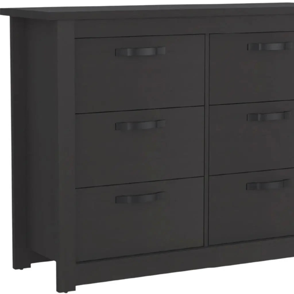 36" Black Wood Six Drawer Double Dresser Homeroots Bed & Bath