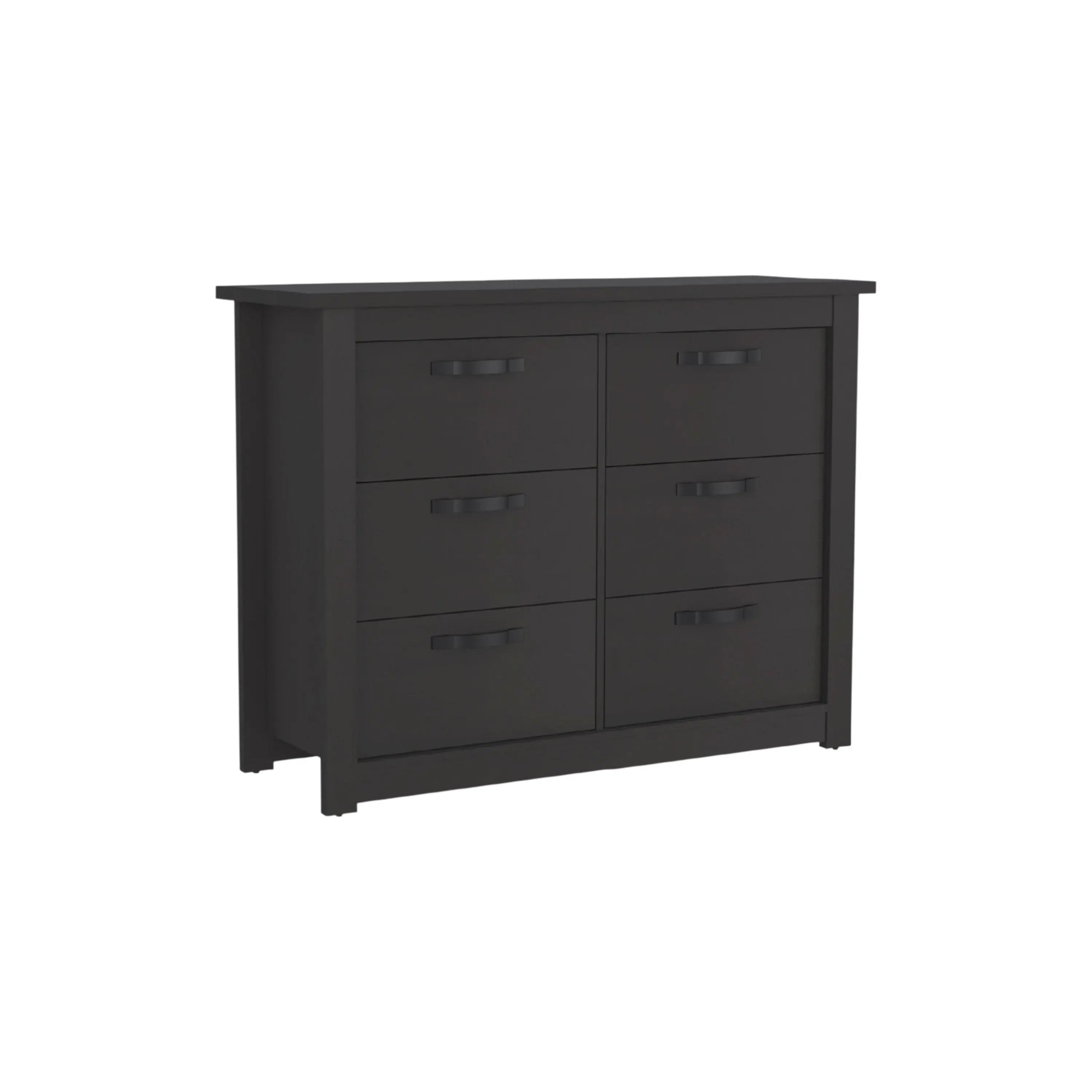 36" Black Wood Six Drawer Double Dresser Homeroots Bed & Bath