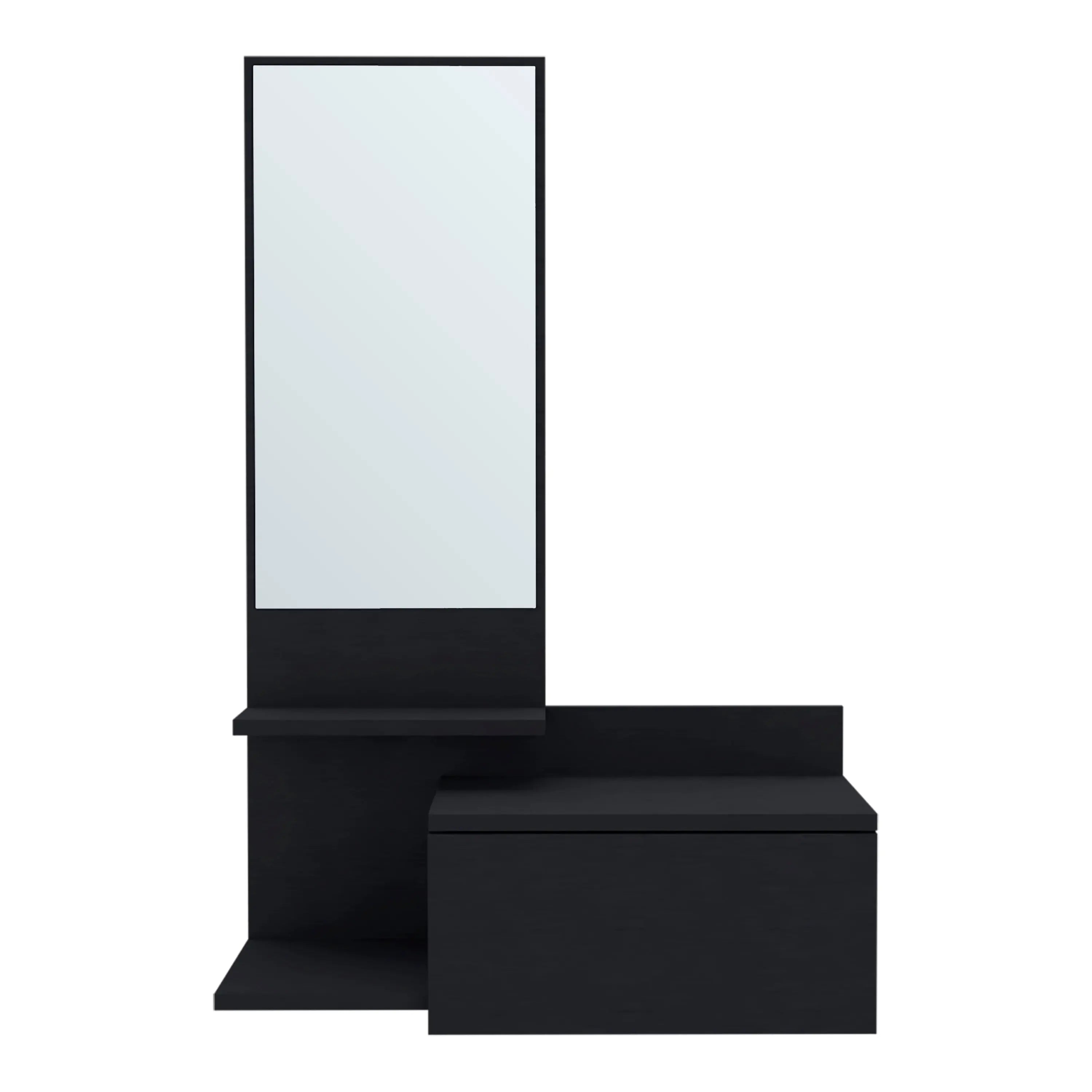 36" Black Wood Wall Mounted Accent Cabinet With Drawer And Mirror Homeroots Kitchen & Dining