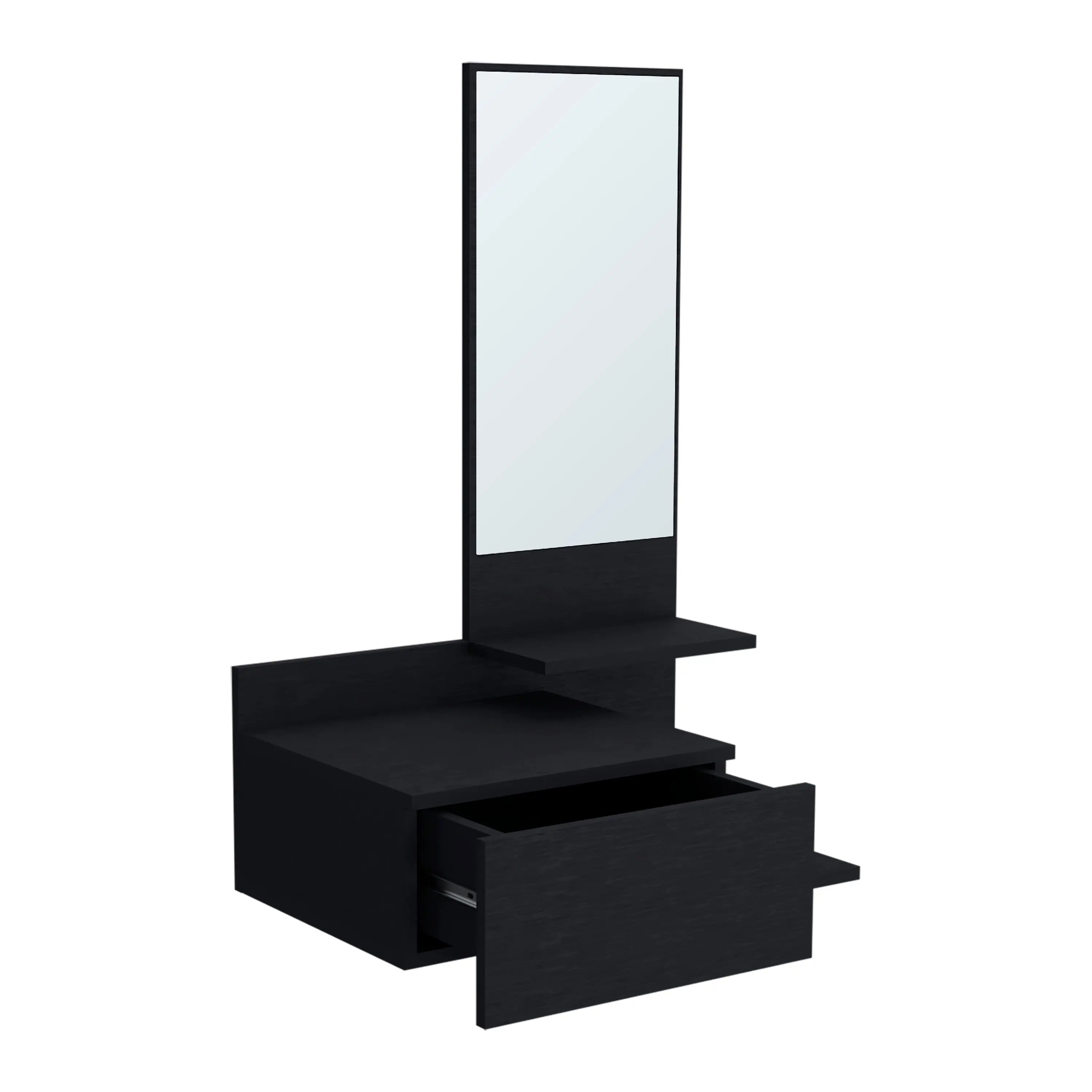 36" Black Wood Wall Mounted Accent Cabinet With Drawer And Mirror Homeroots Kitchen & Dining