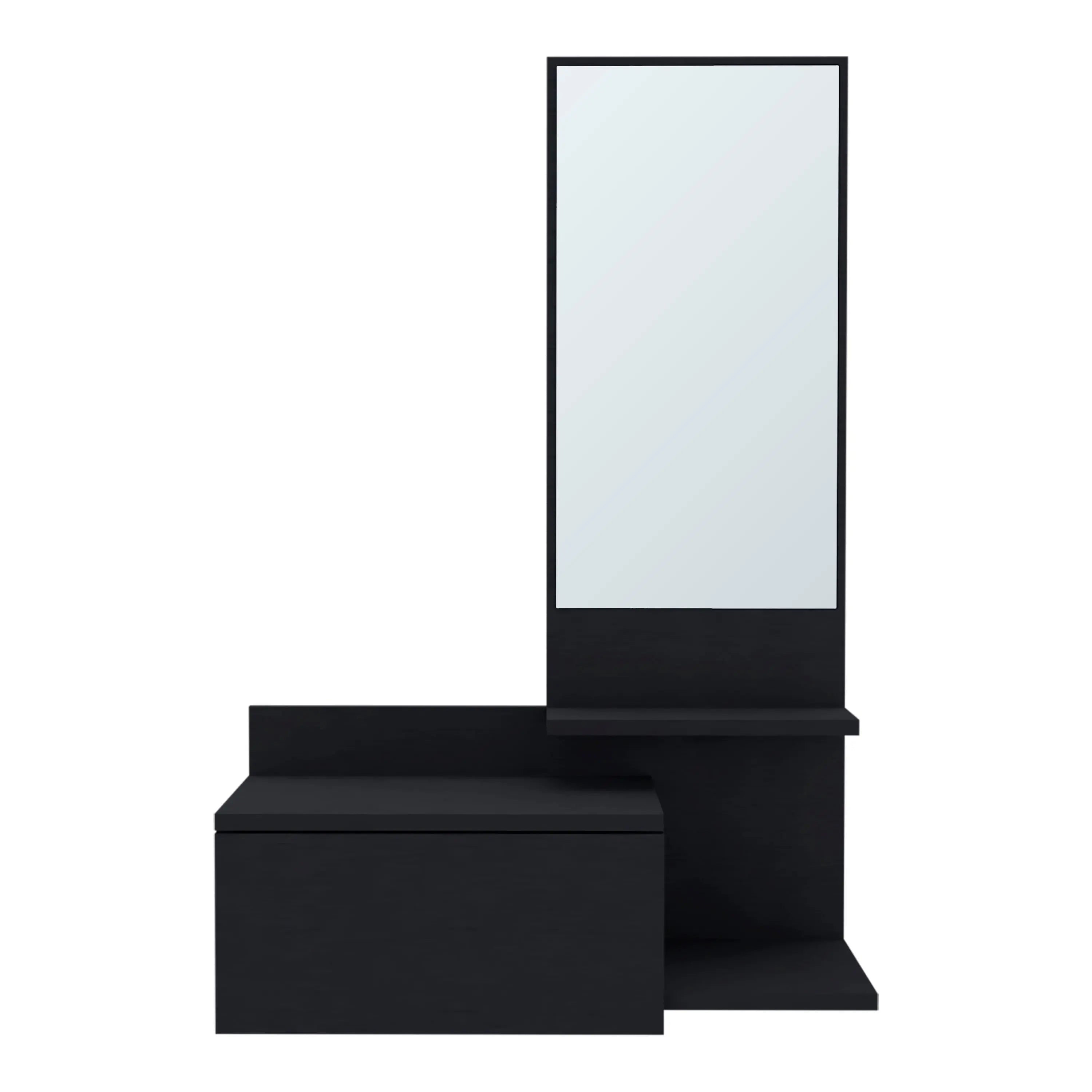 36" Black Wood Wall Mounted Accent Cabinet With Drawer And Mirror Homeroots Kitchen & Dining