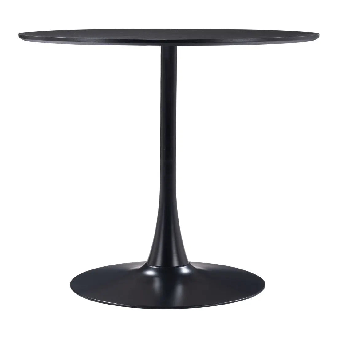 36" Black Wood and Steel Pedestal Base Round Top Dining Table Homeroots Kitchen & Dining