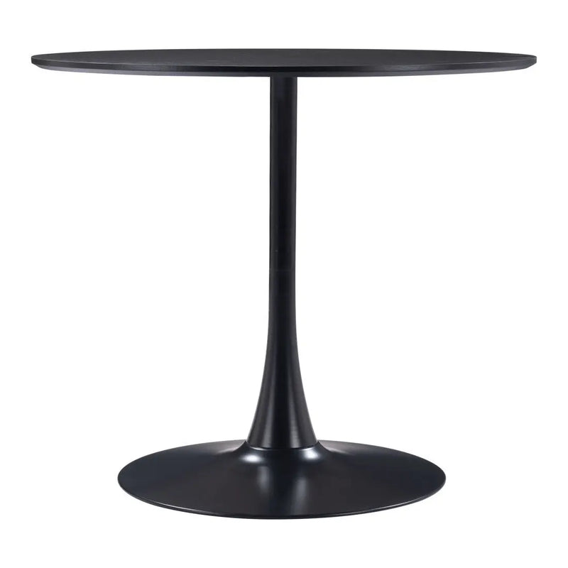 36" Black Wood and Steel Pedestal Base Round Top Dining Table Homeroots Kitchen & Dining