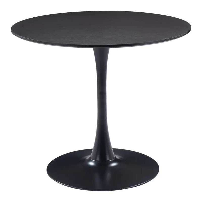36" Black Wood and Steel Pedestal Base Round Top Dining Table Homeroots Kitchen & Dining