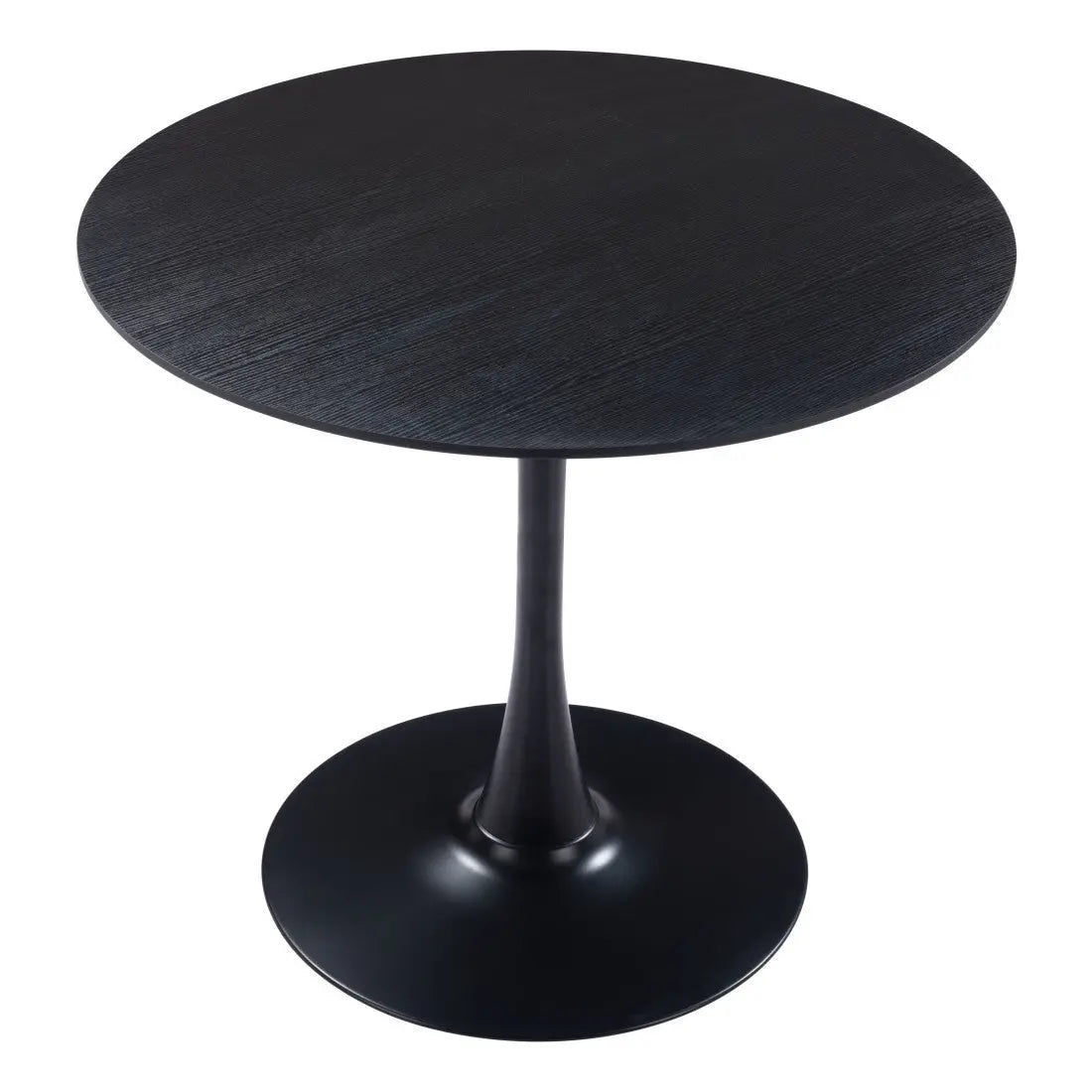 36" Black Wood and Steel Pedestal Base Round Top Dining Table Homeroots Kitchen & Dining