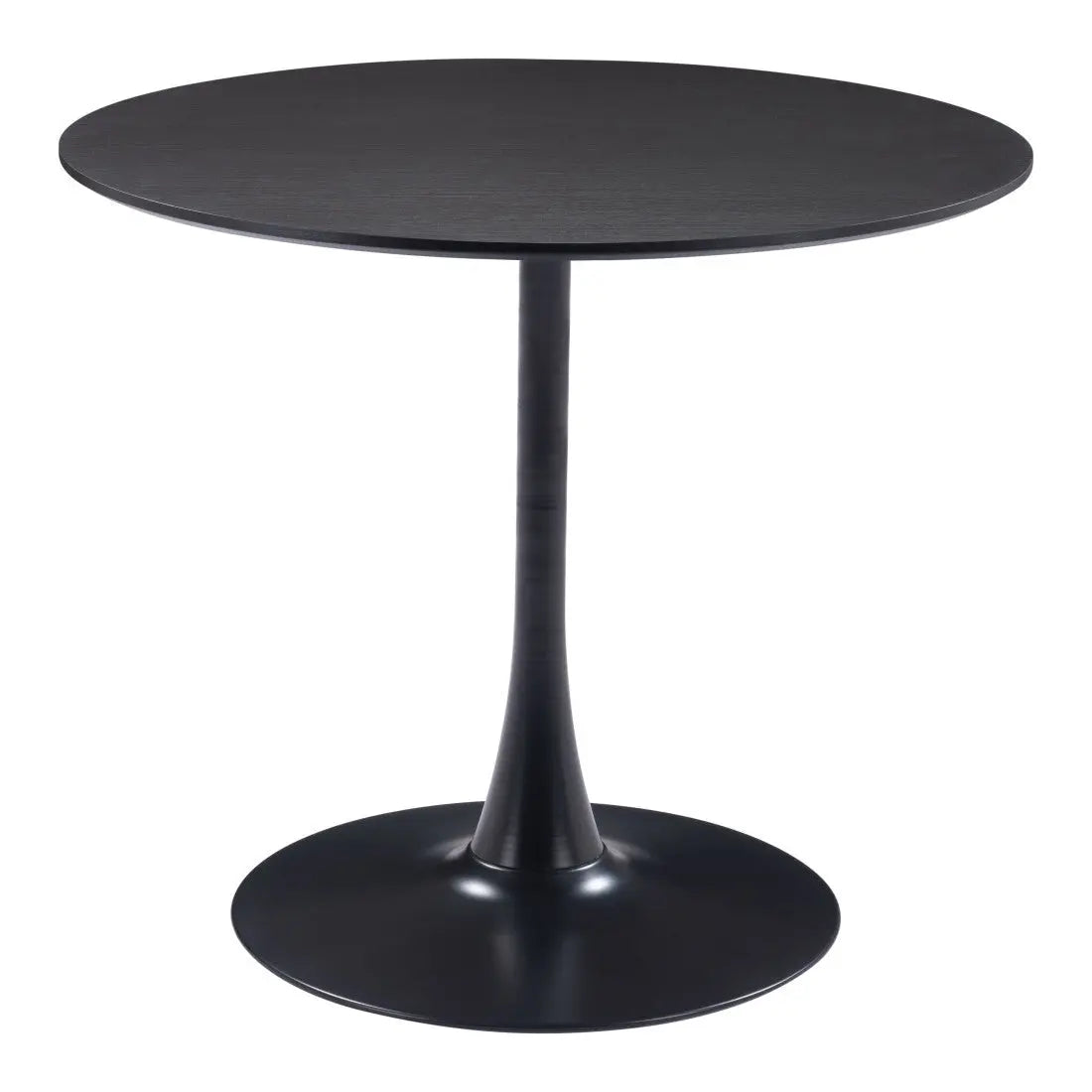 36" Black Wood and Steel Pedestal Base Round Top Dining Table Homeroots Kitchen & Dining