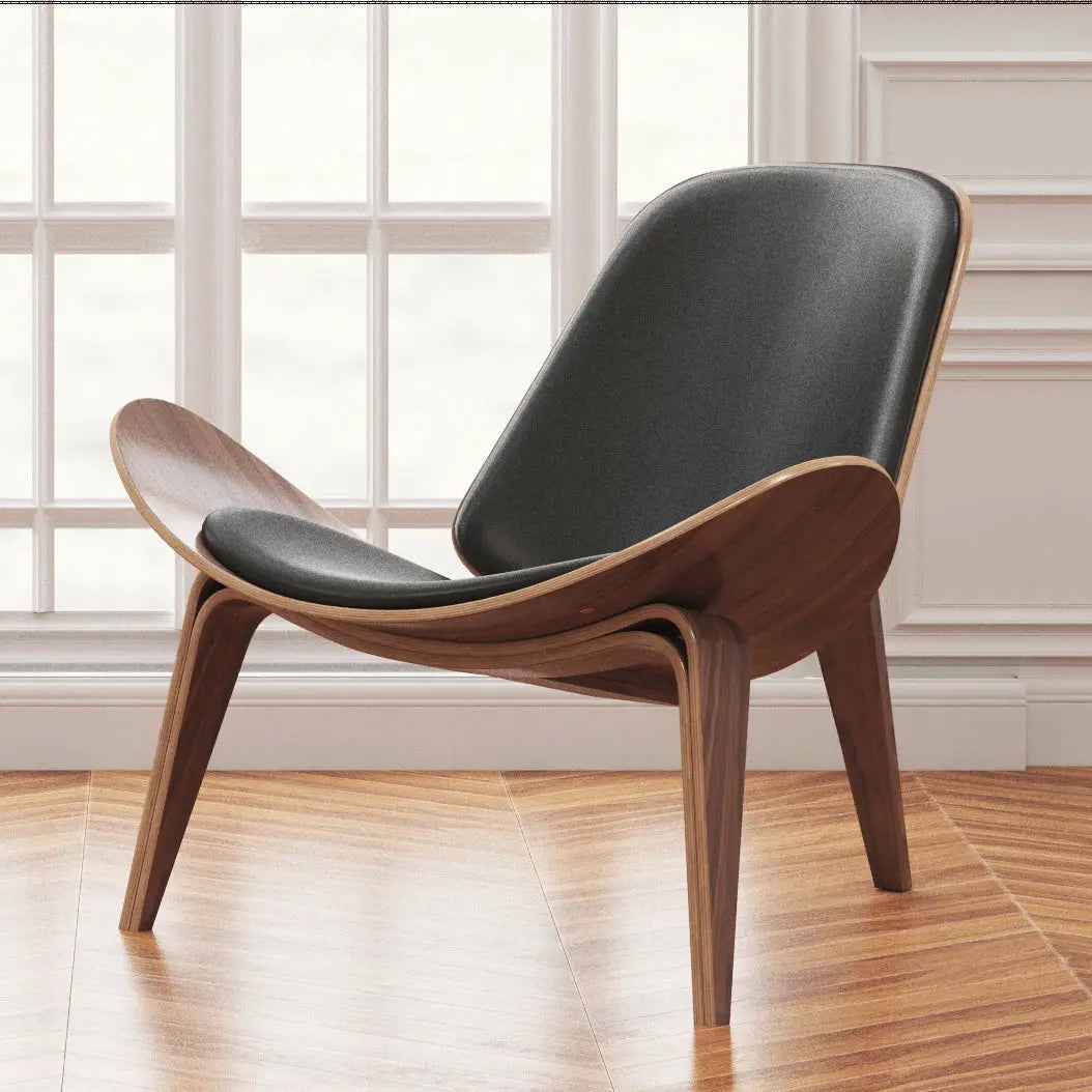 36" Black and Brown Faux Leather Lounge Chair Homeroots Living Room