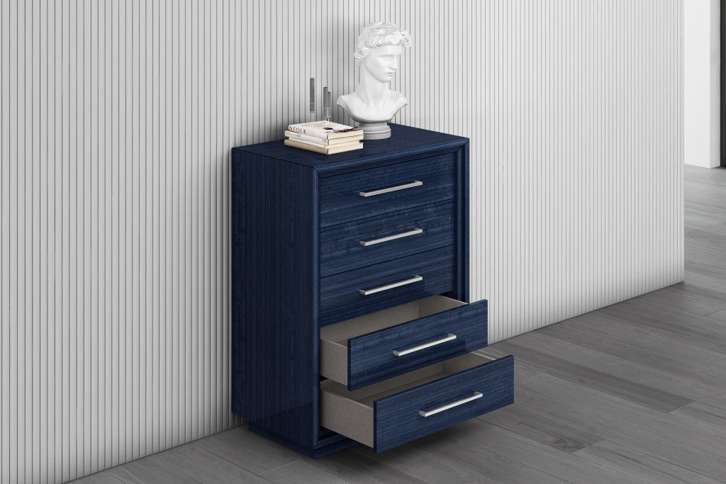 36" Blue Wood Five Drawer Gentlemens Chest - GreatEagleInc