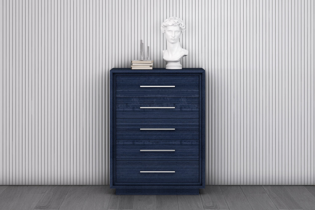 36" Blue Wood Five Drawer Gentlemens Chest - GreatEagleInc