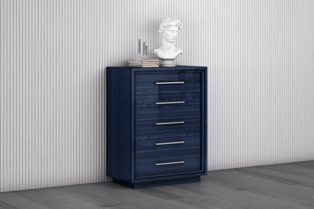 36" Blue Wood Five Drawer Gentlemens Chest - GreatEagleInc
