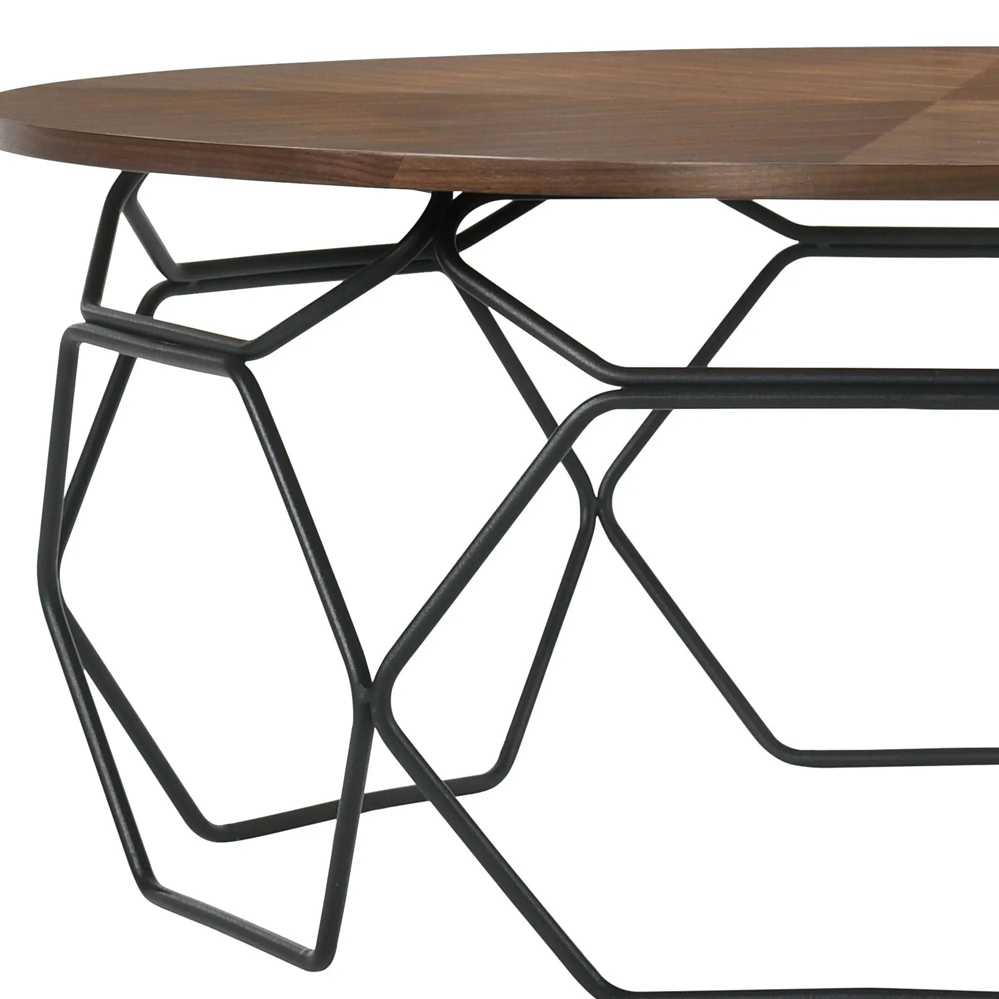 36" Brown And Black Solid Wood And Metal Round Coffee Table Homeroots Living Room