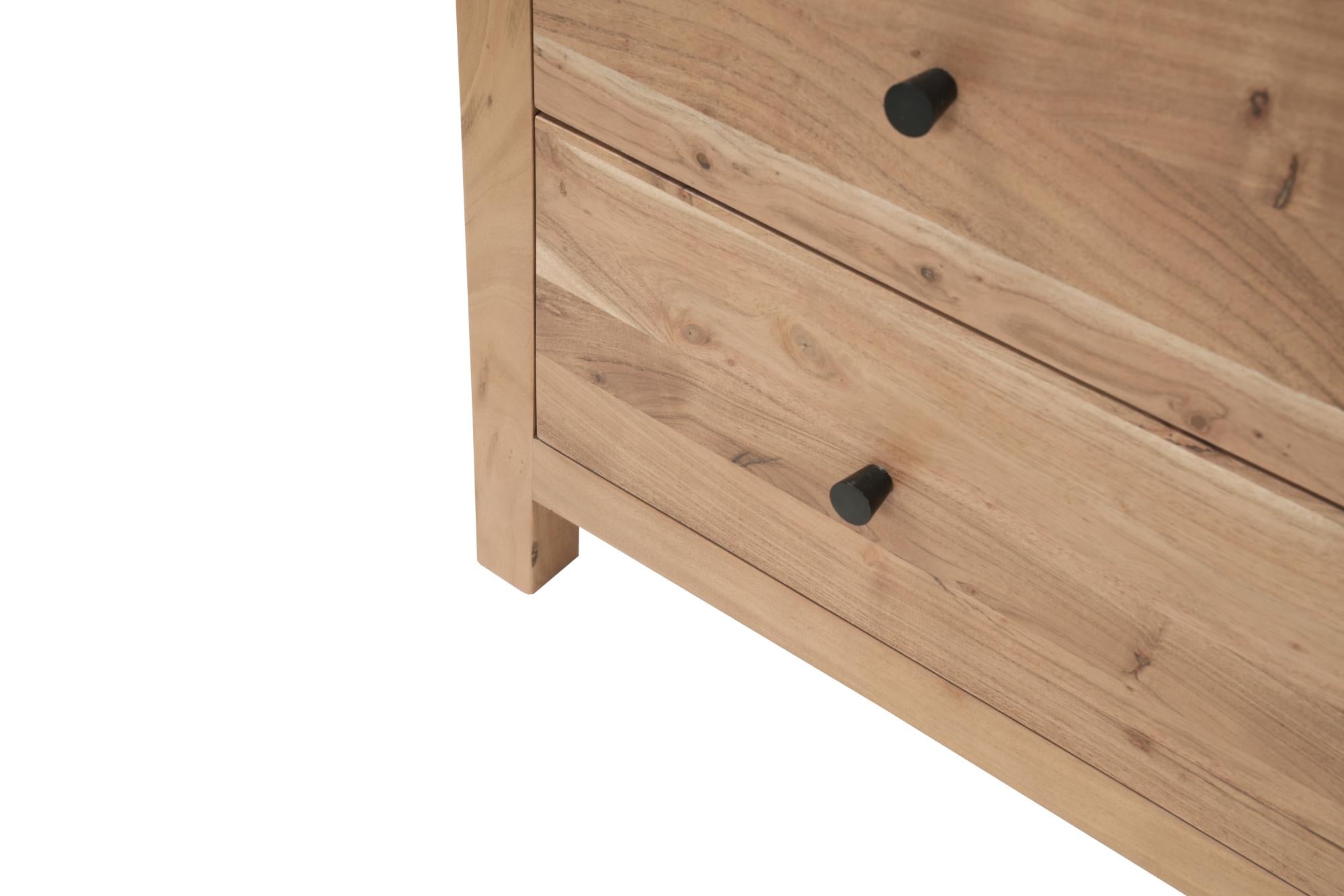 36" Brown Live Edge Solid Wood Five Drawer Dresser Homeroots