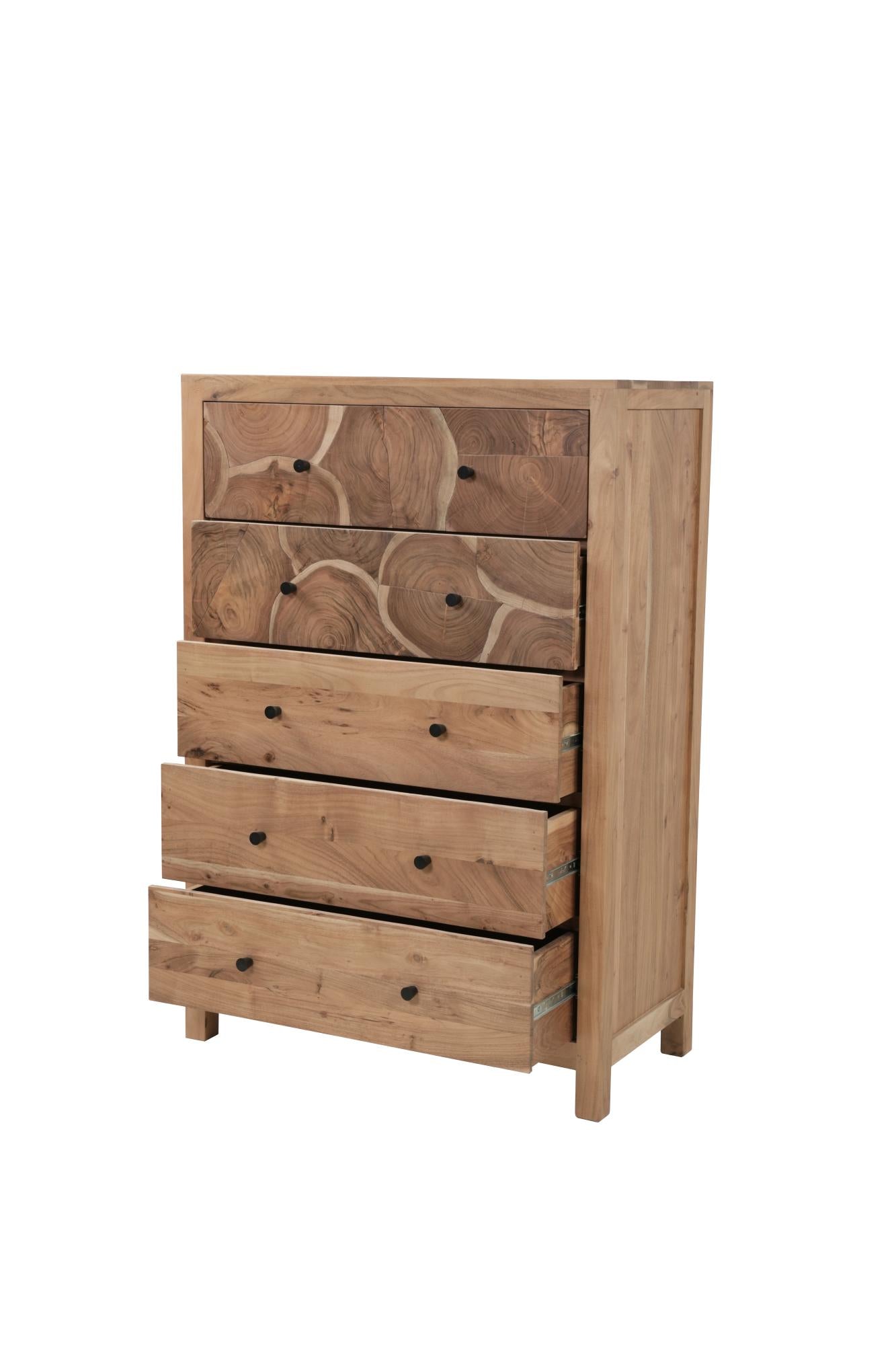 36" Brown Live Edge Solid Wood Five Drawer Dresser Homeroots