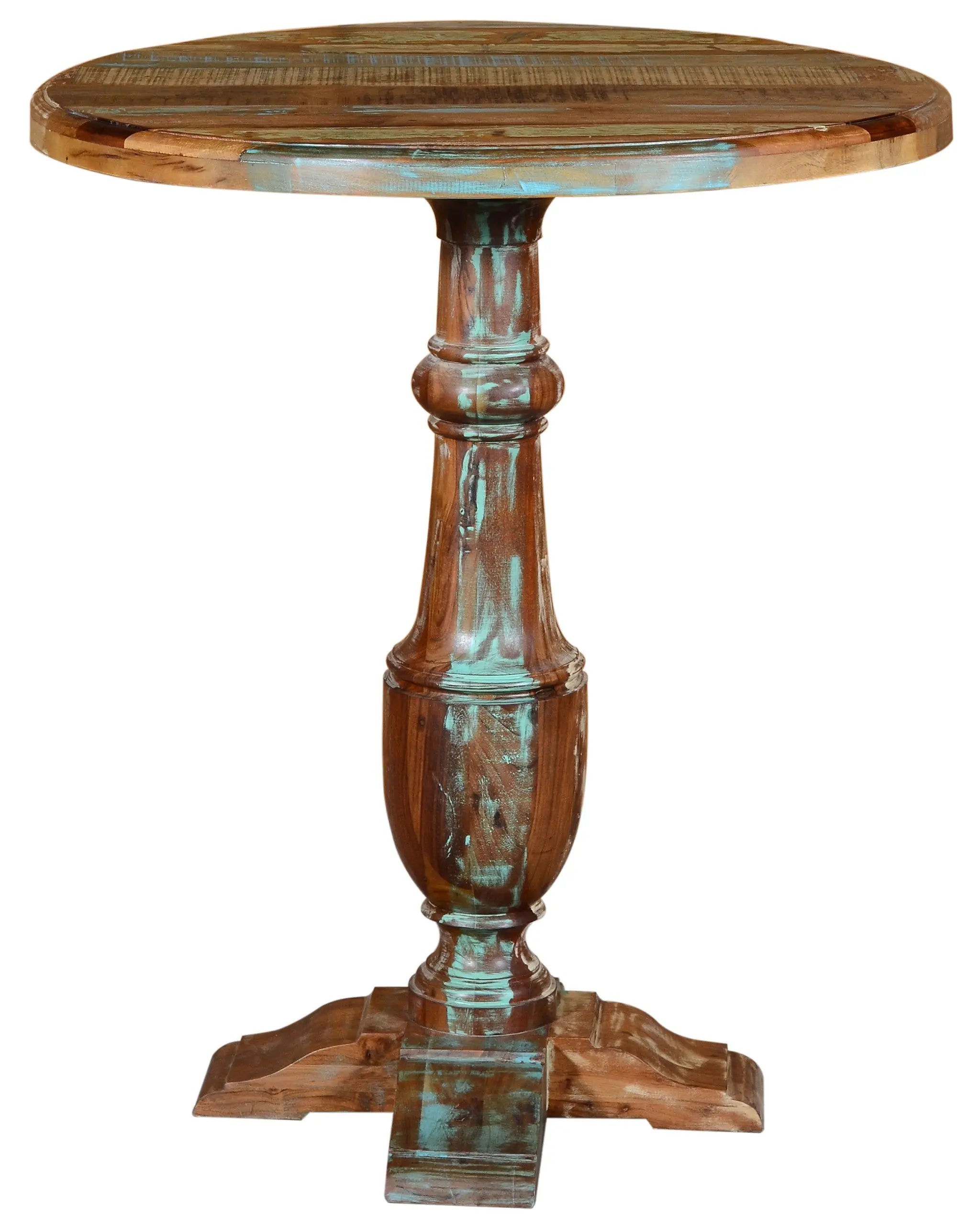 36" Brown Rounded Solid Wood Pedestal Base Dining Table Homeroots Kitchen & Dining