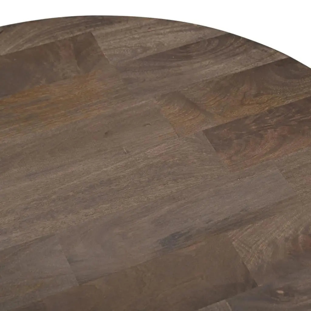 36" Brown Solid Wood Round Cross Legs Coffee Table Homeroots Living Room