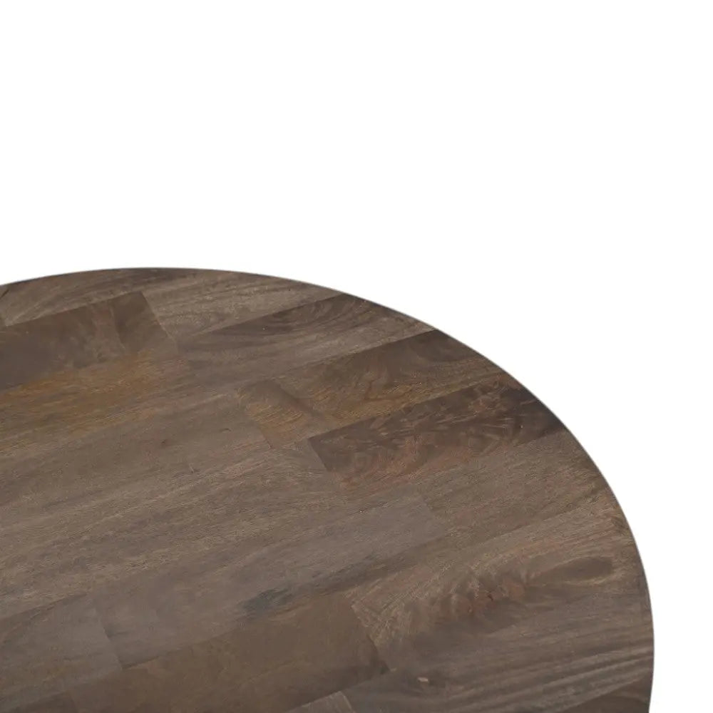 36" Brown Solid Wood Round Cross Legs Coffee Table Homeroots Living Room