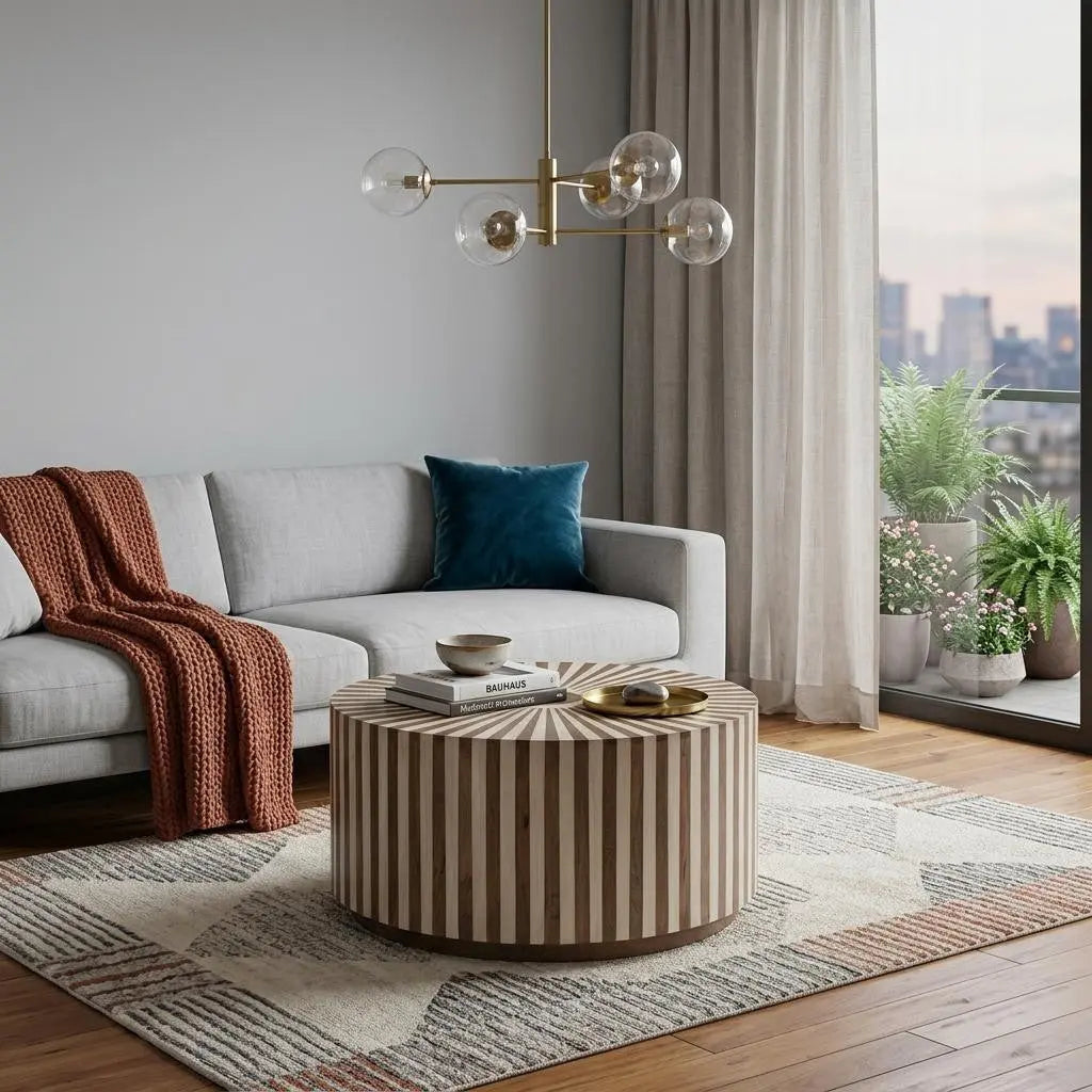 36" Brown Solid Wood Round Solid Coffee Table Homeroots Living Room