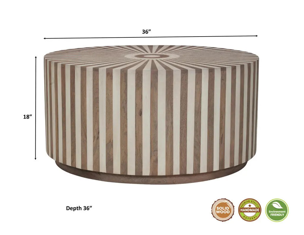 36" Brown Solid Wood Round Solid Coffee Table Homeroots Living Room