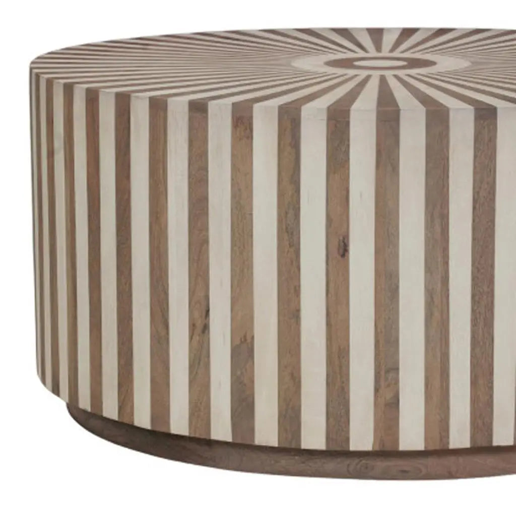 36" Brown Solid Wood Round Solid Coffee Table Homeroots Living Room