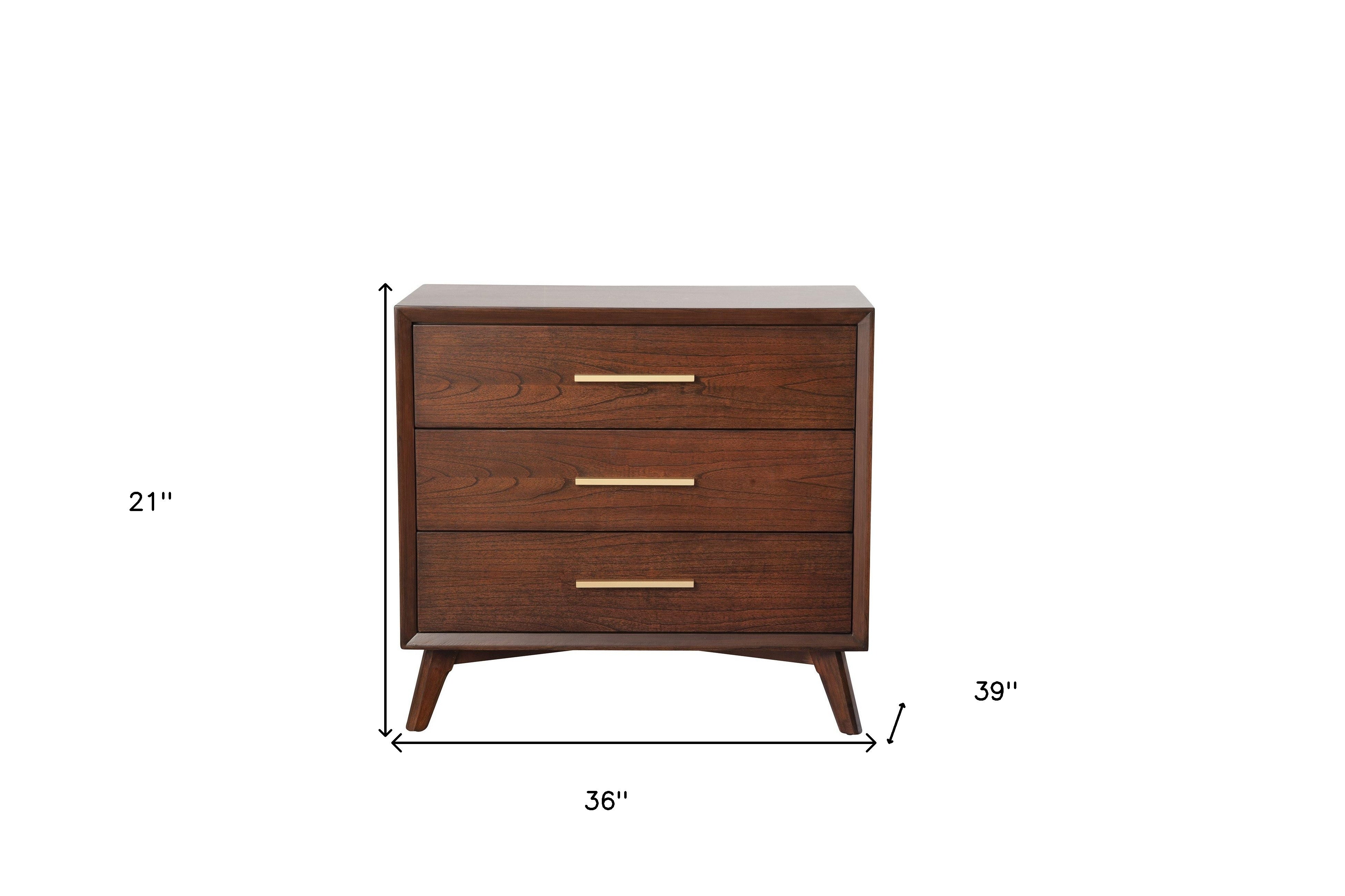 36" Brown Solid Wood Three Drawer Dresser - GreatEagleInc