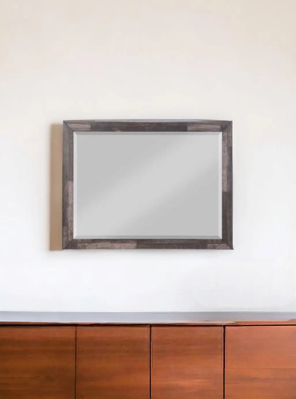 36" Brown Wood Framed Mounted Dresser Mirror Homeroots Bed & Bath