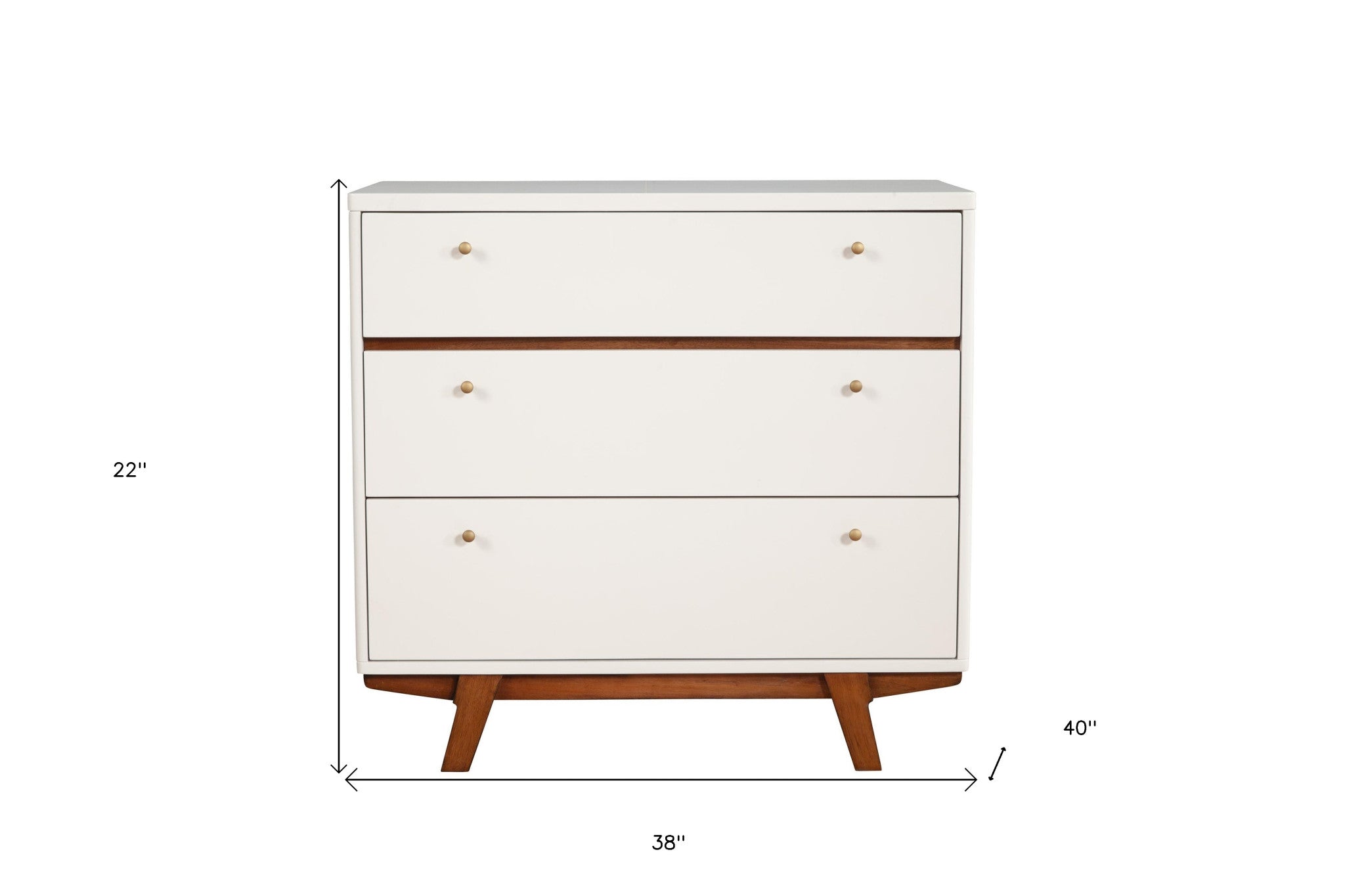 36" Brown and White Solid Wood Three Drawer Chest - GreatEagleInc