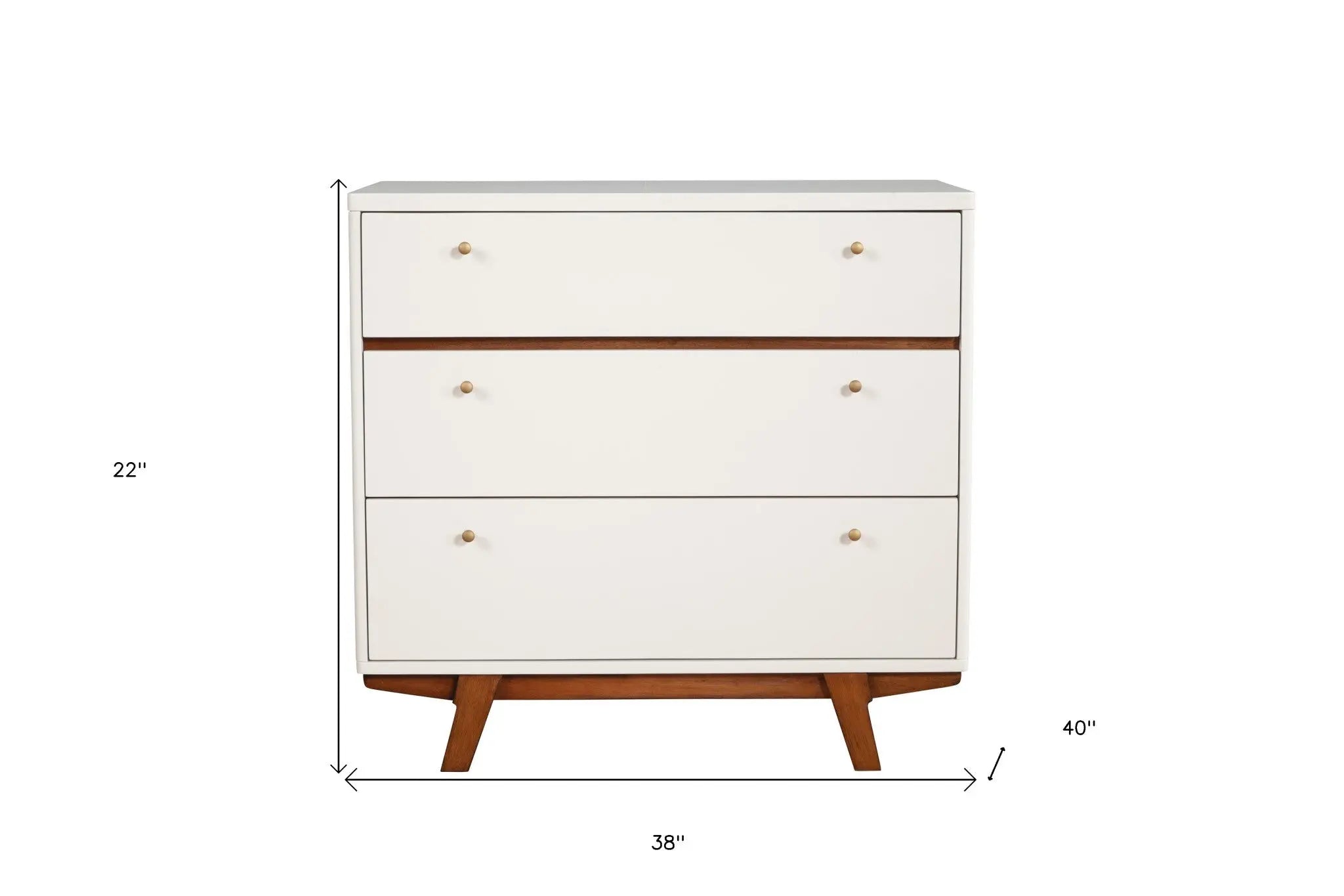 36" Brown and White Solid Wood Three Drawer Chest - GreatEagleInc