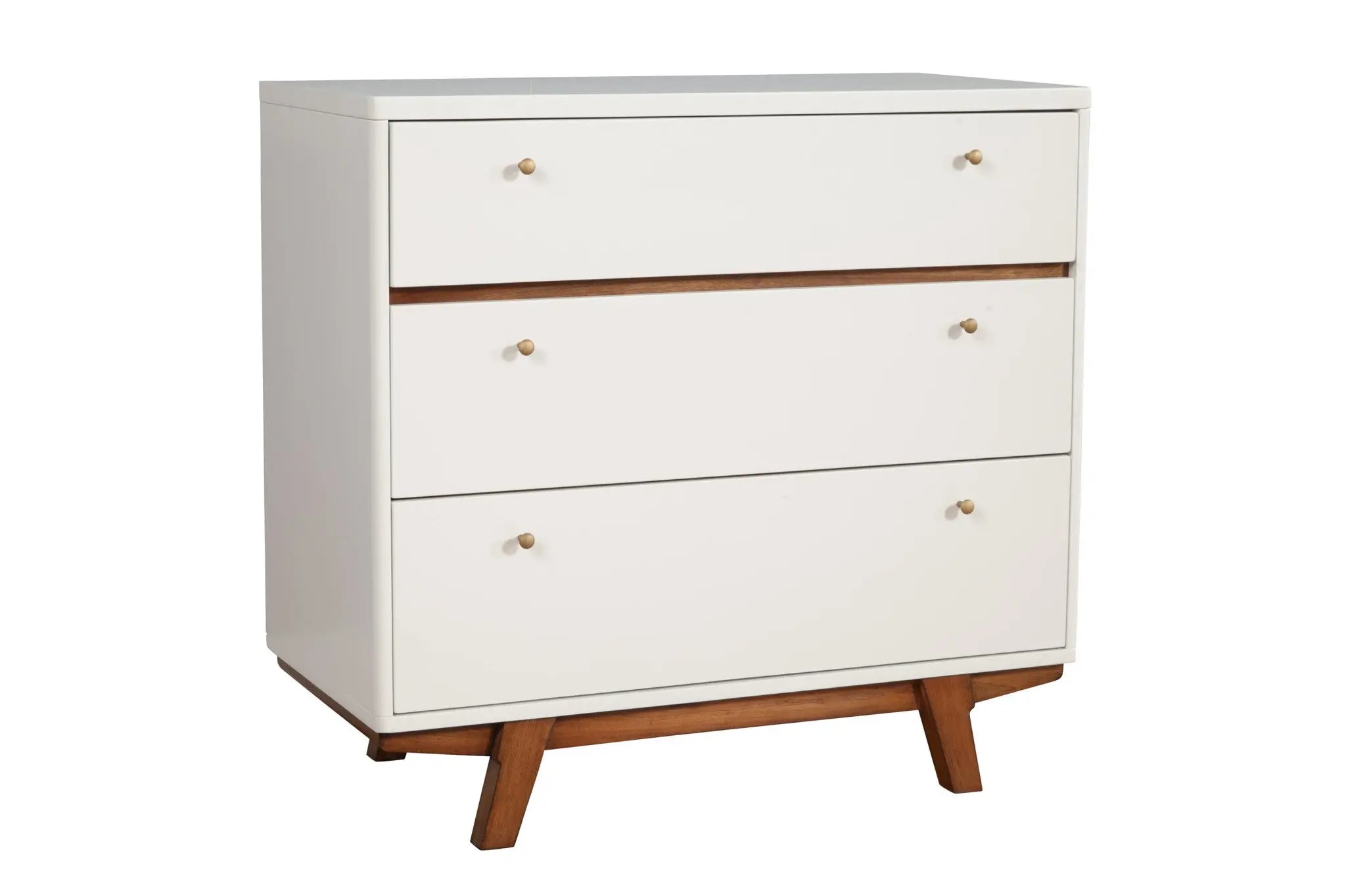 36" Brown and White Solid Wood Three Drawer Chest - GreatEagleInc