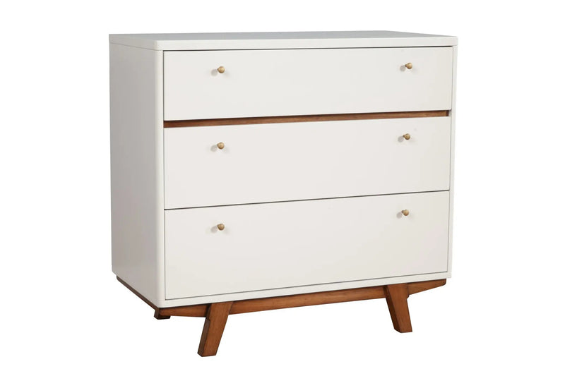 36" Brown and White Solid Wood Three Drawer Chest - GreatEagleInc
