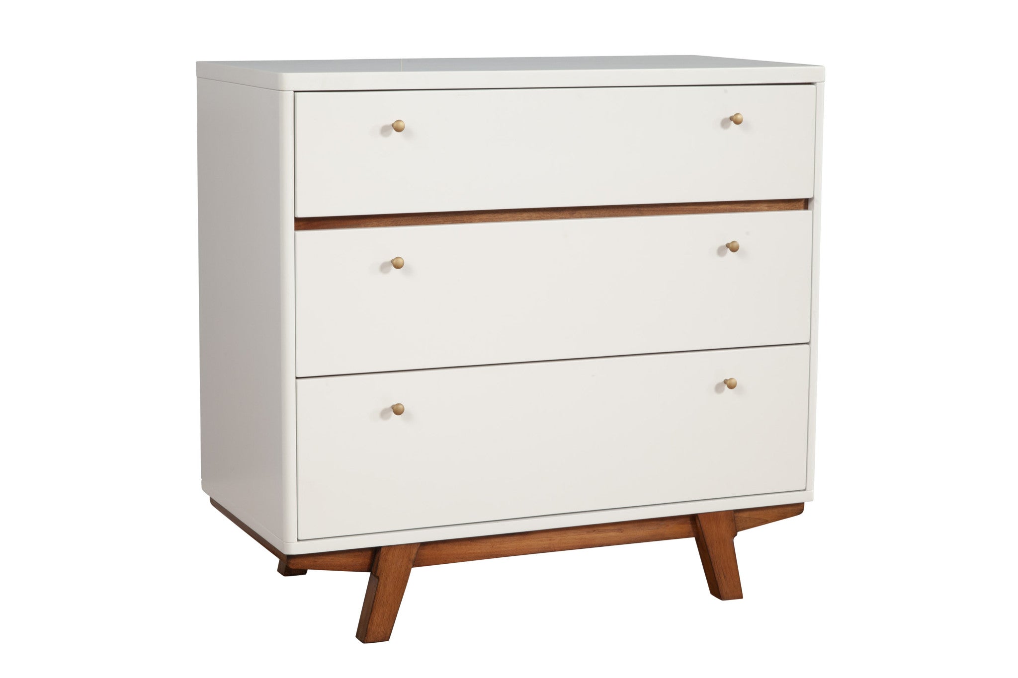 36" Brown and White Solid Wood Three Drawer Chest - GreatEagleInc