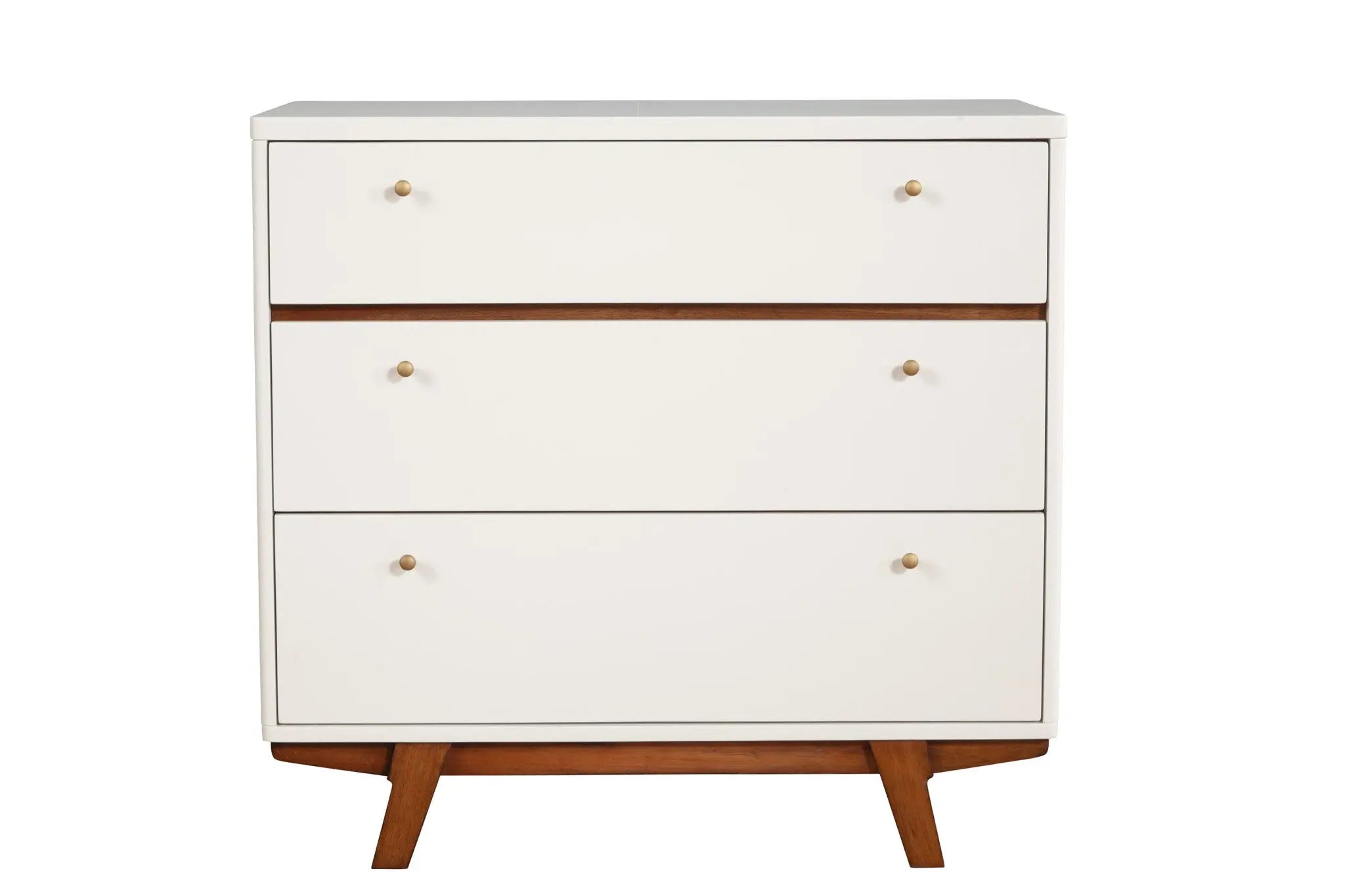 36" Brown and White Solid Wood Three Drawer Chest - GreatEagleInc