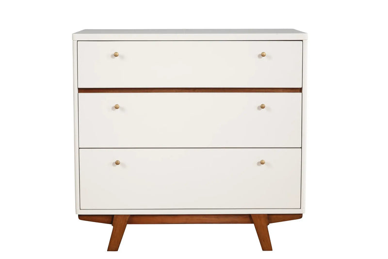 36" Brown and White Solid Wood Three Drawer Chest - GreatEagleInc