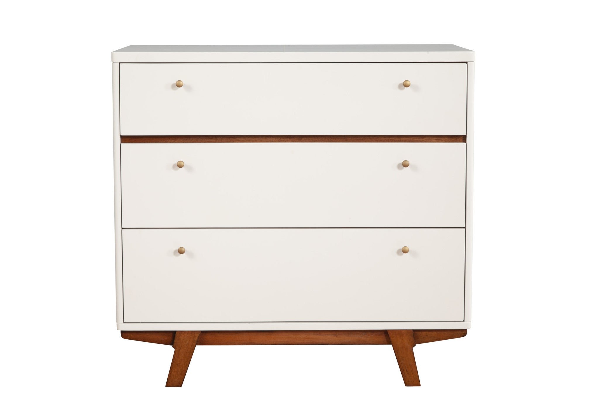 36" Brown and White Solid Wood Three Drawer Chest - GreatEagleInc