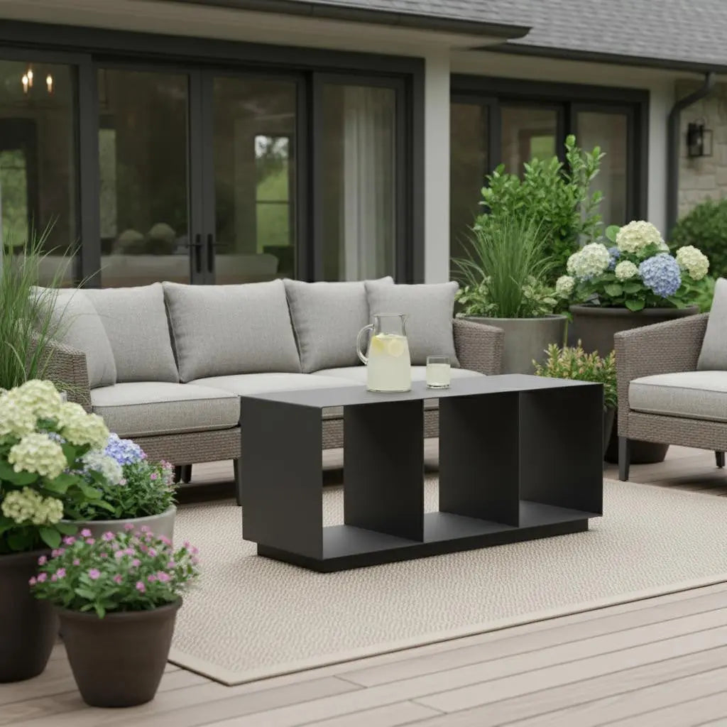 36" Charcoal Aluminum Outdoor Coffee Table Homeroots Outdoor