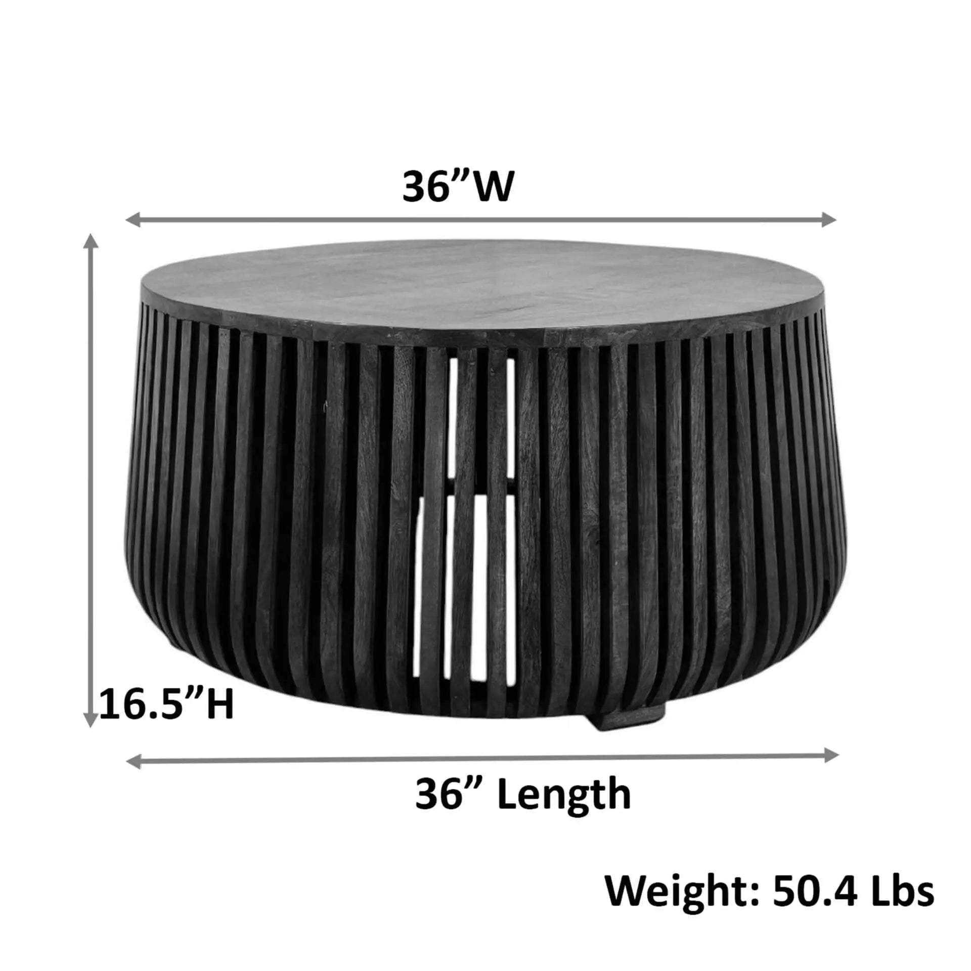 36" Chestnut Solid Wood Round Solid Drum Coffee Table Homeroots Living Room