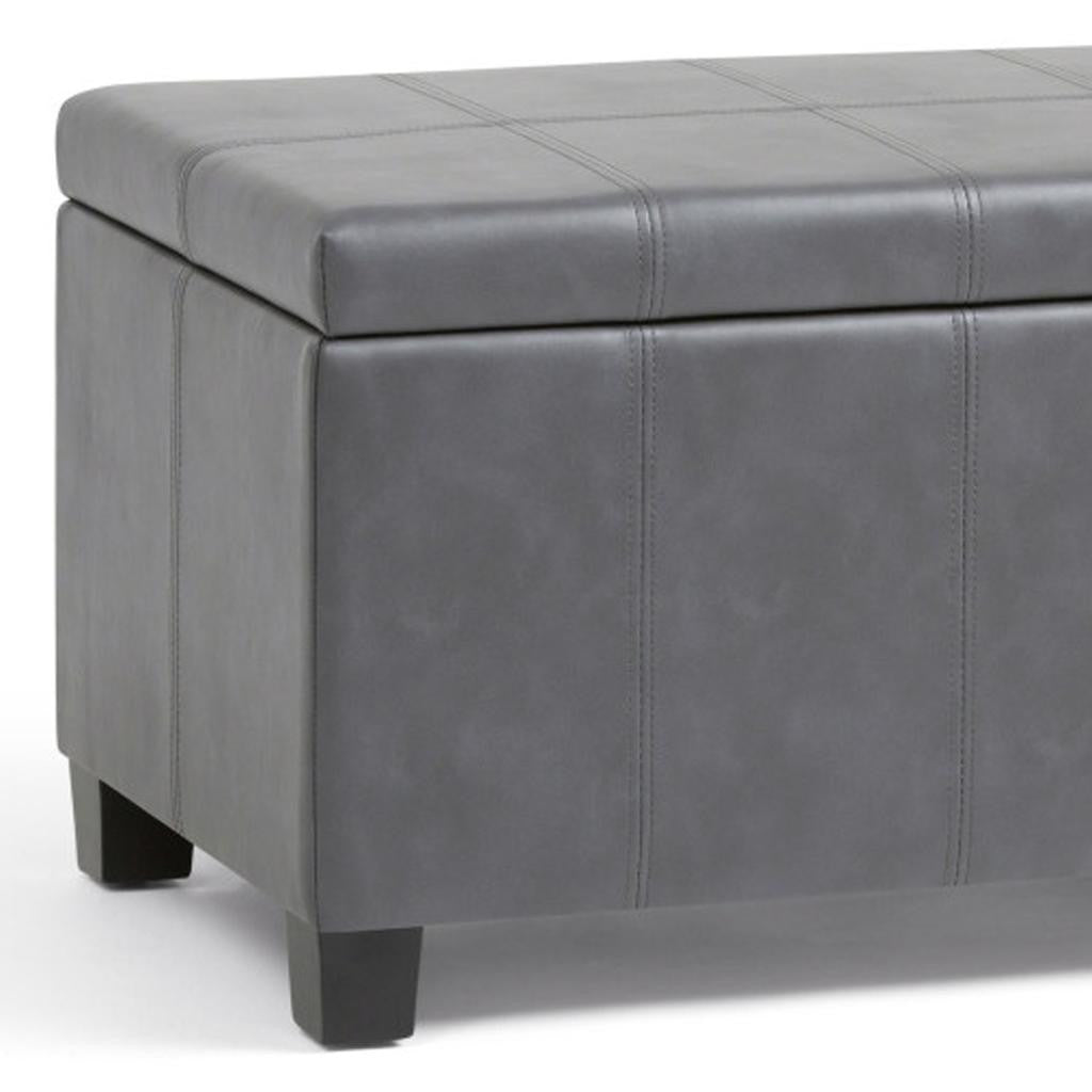36" Dark Brown and Gray Upholstery Storage Ottoman Homeroots Living Room