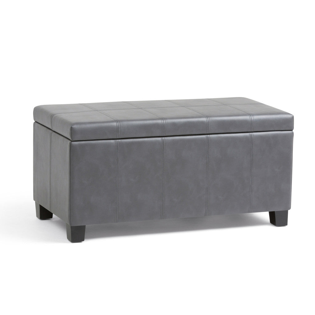 36" Dark Brown and Gray Upholstery Storage Ottoman Homeroots Living Room
