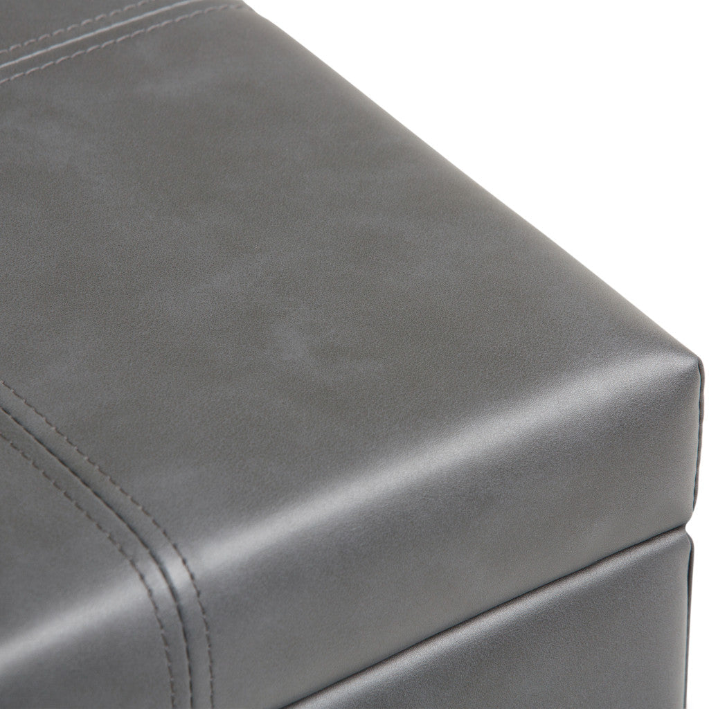 36" Dark Brown and Gray Upholstery Storage Ottoman Homeroots Living Room