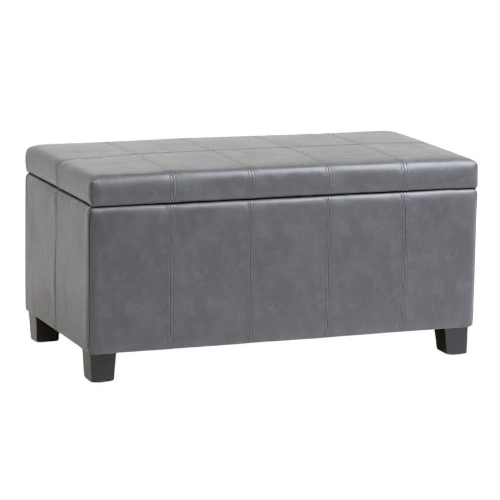 36" Dark Brown and Gray Upholstery Storage Ottoman Homeroots Living Room